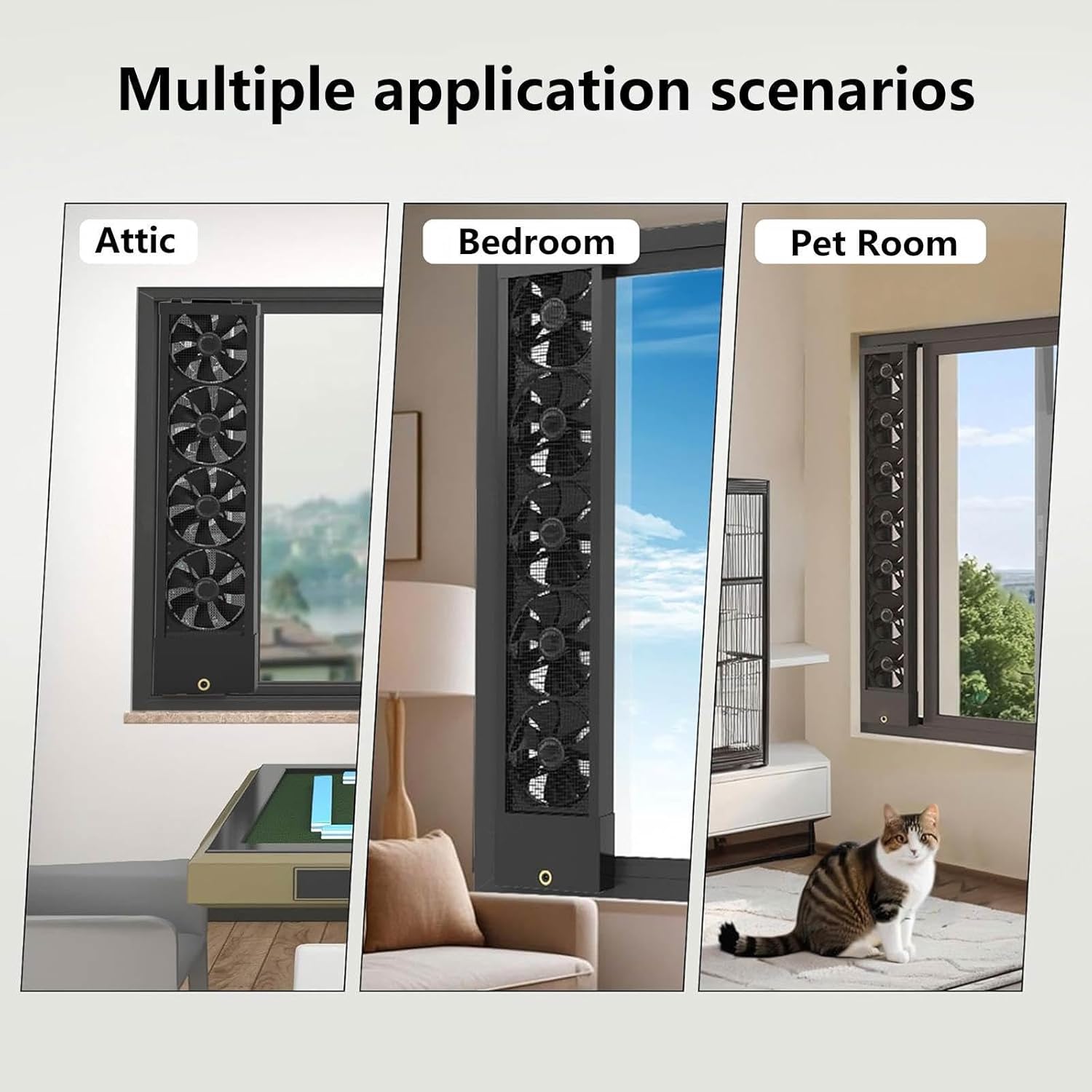 Window Exhaust Fan for Sliding Windows, Adjustable Speed Window Vent Fan, Window Exhaust Fan for Bathroom No Need to Drill Holes embedDed Installation,23.62-25.59in(60-65cm)