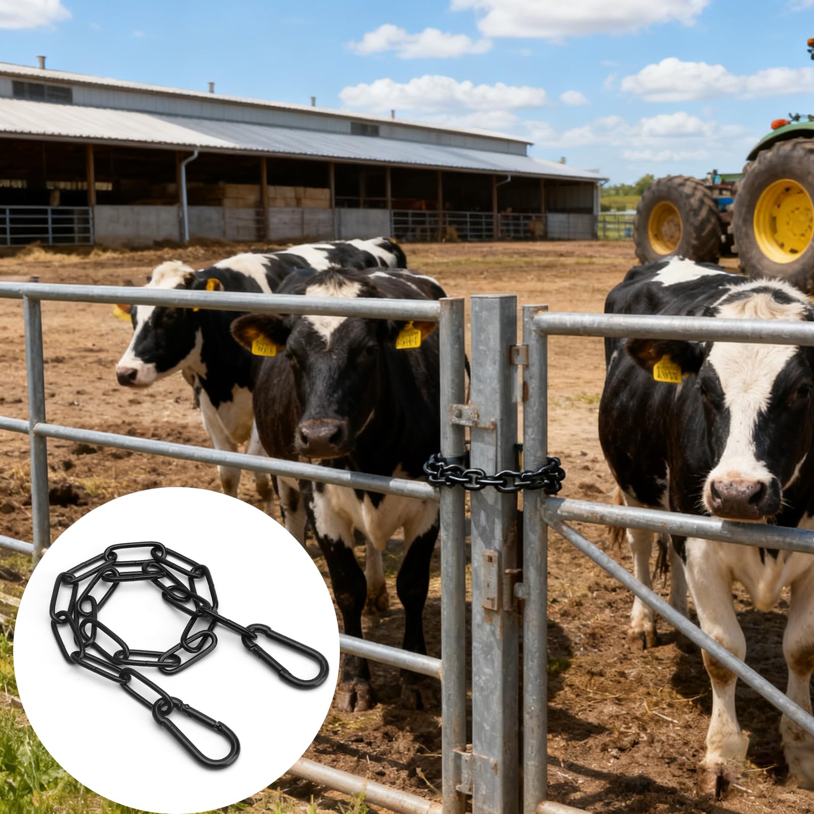 JJUNW 2 stuks roestvrijstalen kettingen met karabijnhaak, 0,5 m ketting, roestvrij stalen ketting, metalen ketting, schakelketting, 3 mm, kettingschakels voor hekpoorten, kooipoorten, huisdieren
