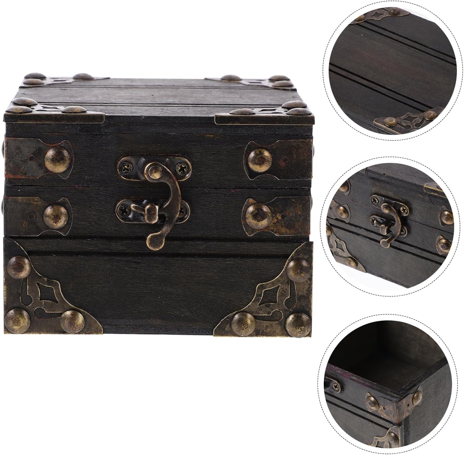 BESPORTBLE 4pcs Wooden Keepsake Storage Box with Hinged Lid Vintage Jewelry Organizer Treasure Chest for Home Decor Unique Retro Trinket Box for Special Occasions and