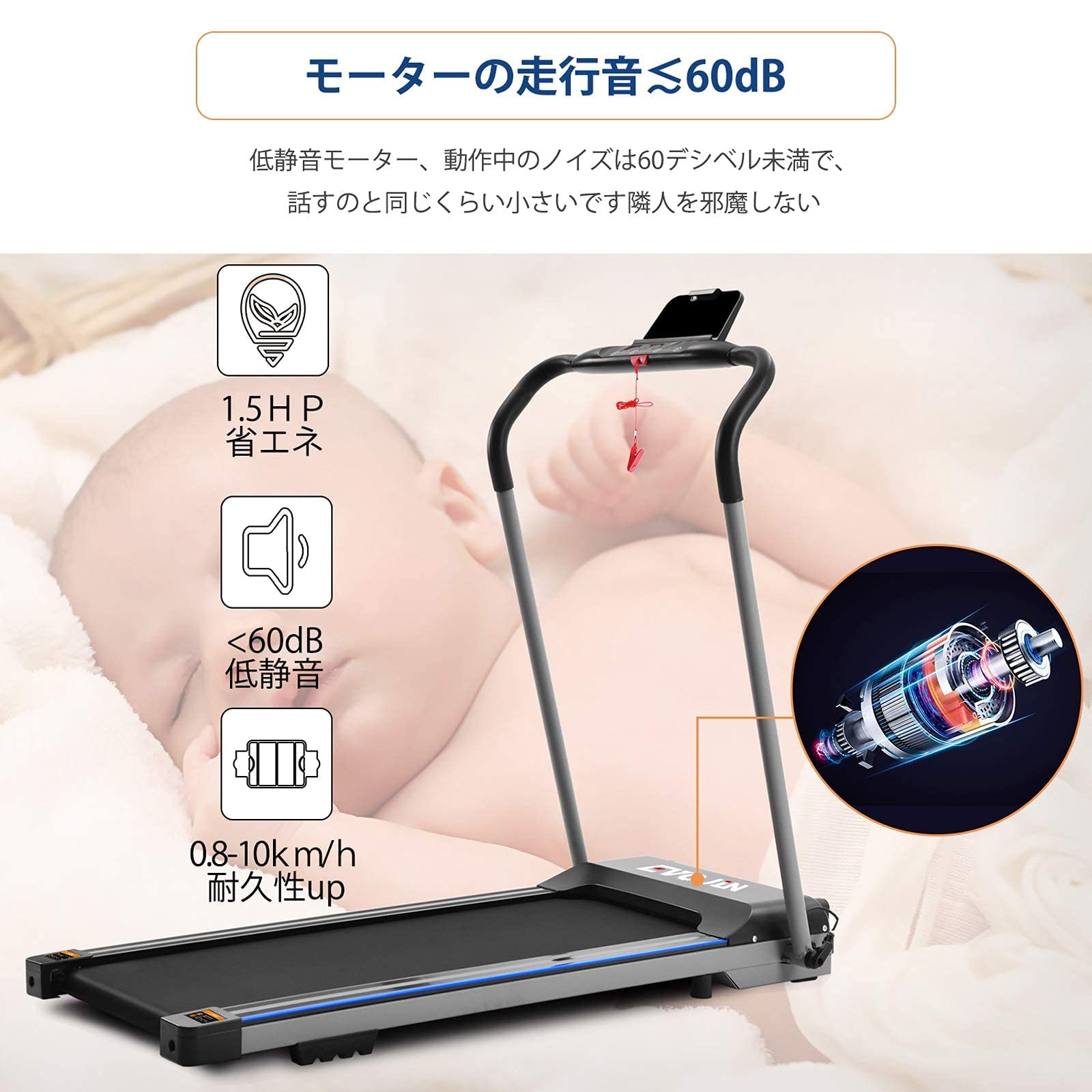 Amazon | EVOJIN ルームランナー 折りたたみウォーキングマシン 家庭用