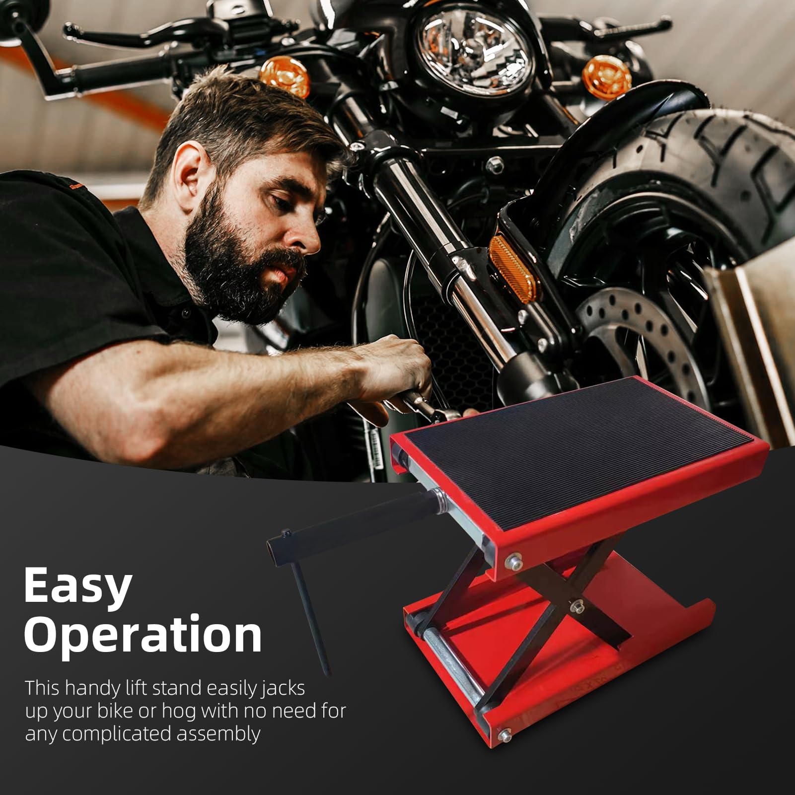 Sollevatore moto regolabile in altezza 4-13 pollici, cric carrello a forbice in acciaio 500 kg 1100 lbs