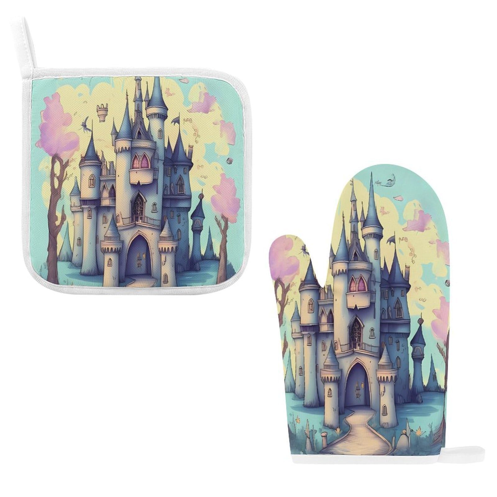 Fodpand Style Fairytale Castle Oven Mitts And Pot Holders Sets