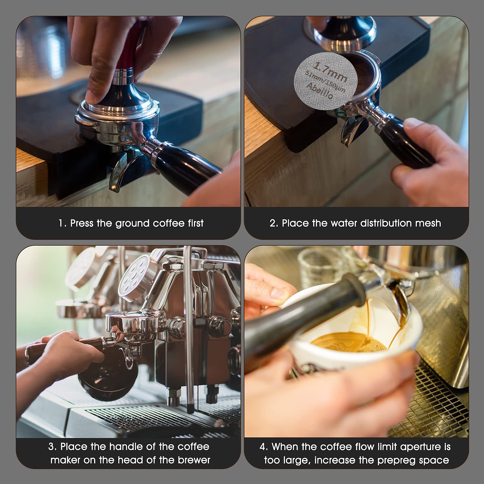 2 Schermi Metallo 53.3mm Per Caffè Espresso Con Porta Filtro In Noce: Accessori Per Una Tazza Perfetta