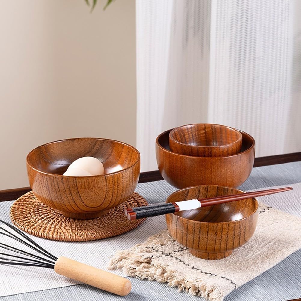UPTALY Extra grote houten slakom (18 x 7.5 cm), gebeiteld uit heel stuk hout, geen splitsen, geen hechting, voedselveilig, Acacia houten kom, grote portie houten kommen, voor salade, fruit en granen