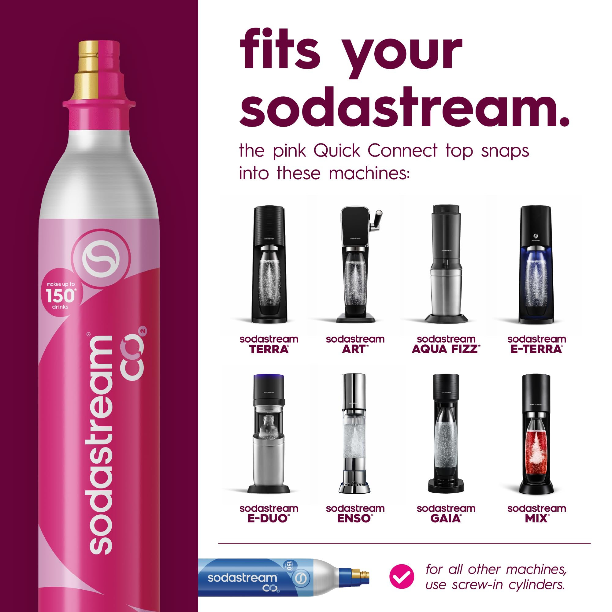 Amazon.com: SodaStream CO2 Gas Refill Pack, 2 x 60L Pink Quick