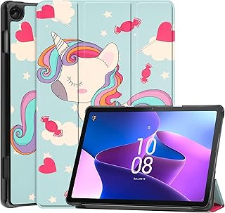 Lenovo Tab M10 (3rd Gen) ケース Lenovo Tab M10 Gen 3 ケース TB-328F/TB-328FU/TB-328XU カバー 10.1インチ Pokaas 専用ケース タブレットケース オートスリープ機能付き 三つ折り スタンド機能 全面保護型 保護ケース マグネット開閉式 薄型 軽量 衝撃吸収 (Lenovo Tab M10 Gen 3, ユニコーン)