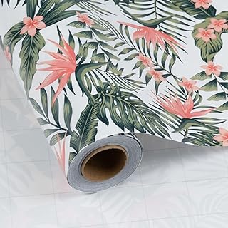 Burymento Palm Leaves Wrapping Paper Roll, Hawaiian Tropical Floral Them...