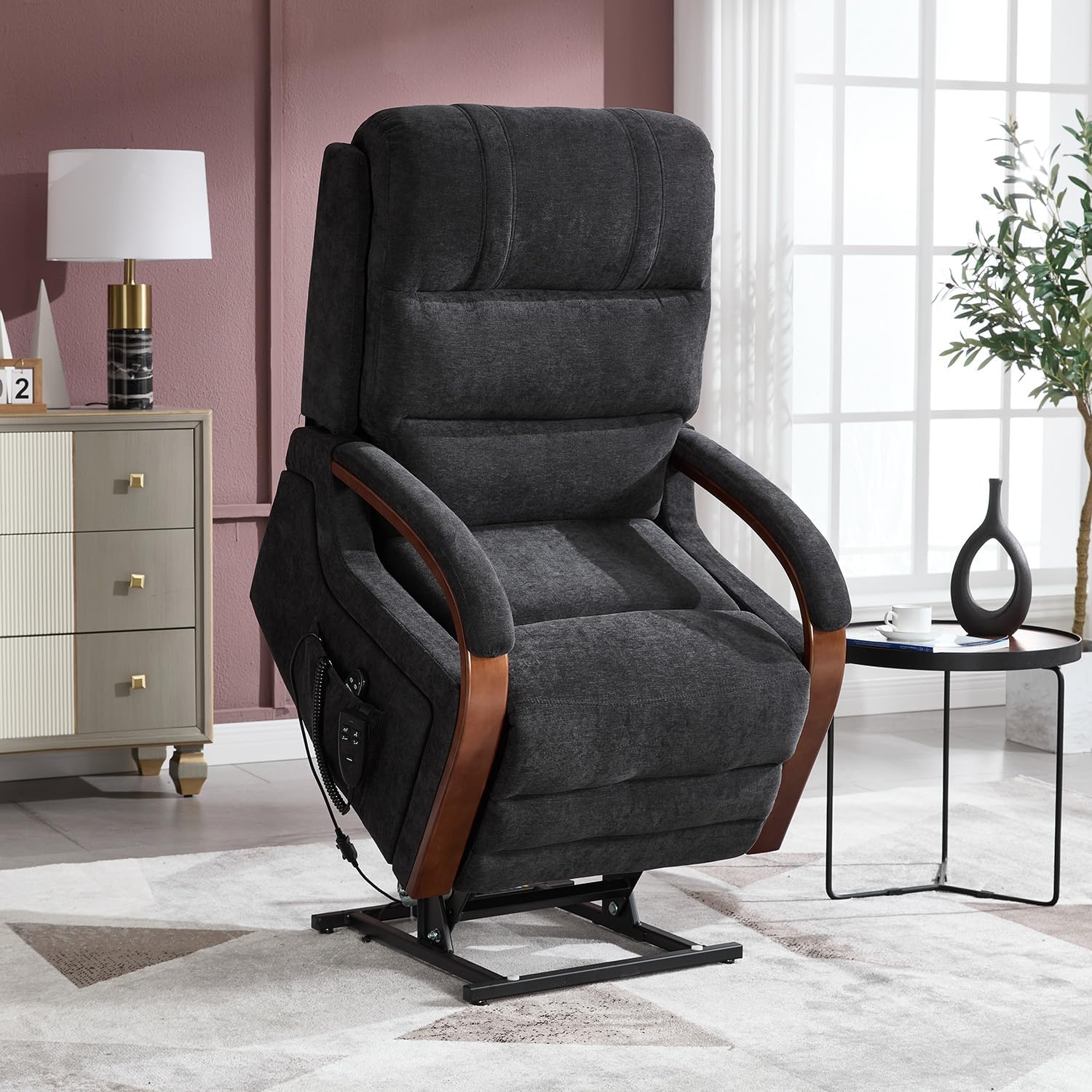 Dual Motor Power Lift Recliner Chair, Lift Chair with Massage and Heat for Elderly, Lay Flat Recliner, Standing Assistance, Infinite Position Reclining, Living Room Chair