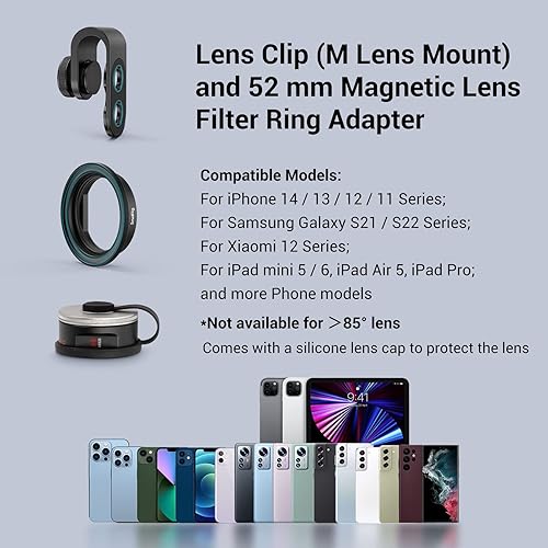 Miniatura 8 de SmallRig Lente anamórficalente cinematográfica de teléfono 1.55XT para iPhone 14 13 12 11 y Android, 2.761 con relación de pantalla panorámica y