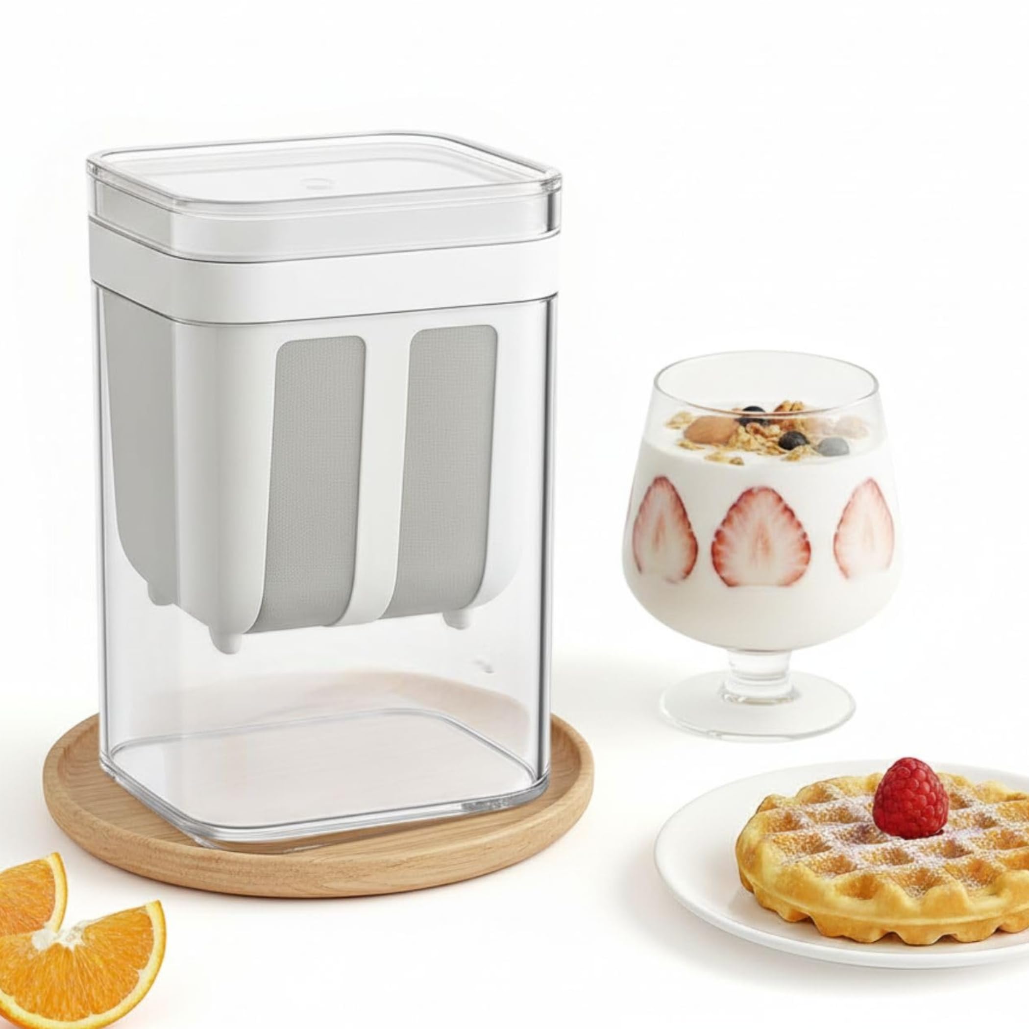 2-in-1 Greek Yogurt Maker & Hung Curd Maker | Fine Mesh Strainer Box with Lid | Thick Curd, Paneer, Cheese & Whey Separator | BPA Free Kitchen Strainer for Homemade Yogurt - 1200ml-image-44