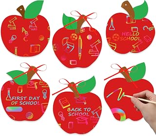 Woanger 60 Sets Apple Crafts for Kids Fall Apple Scratch Paper Craft Art Rainbow DIY Scratch Off Cards Back to School Crafts for Autumn Classroom Preschool Prize Educational Activities Favors