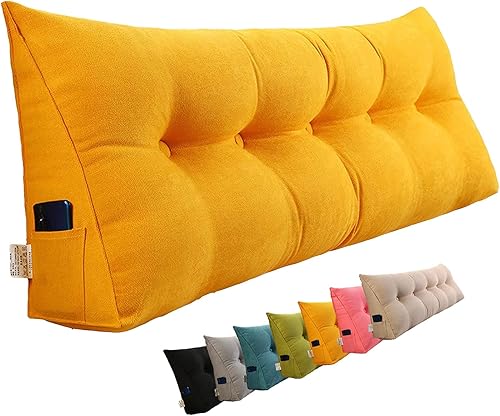 Miniatura 9 de Almohada triangular para cabecero con funda extraíble, almohadilla lumbar de lectura triangular, cojín de cabecera de cuña de color sólido para