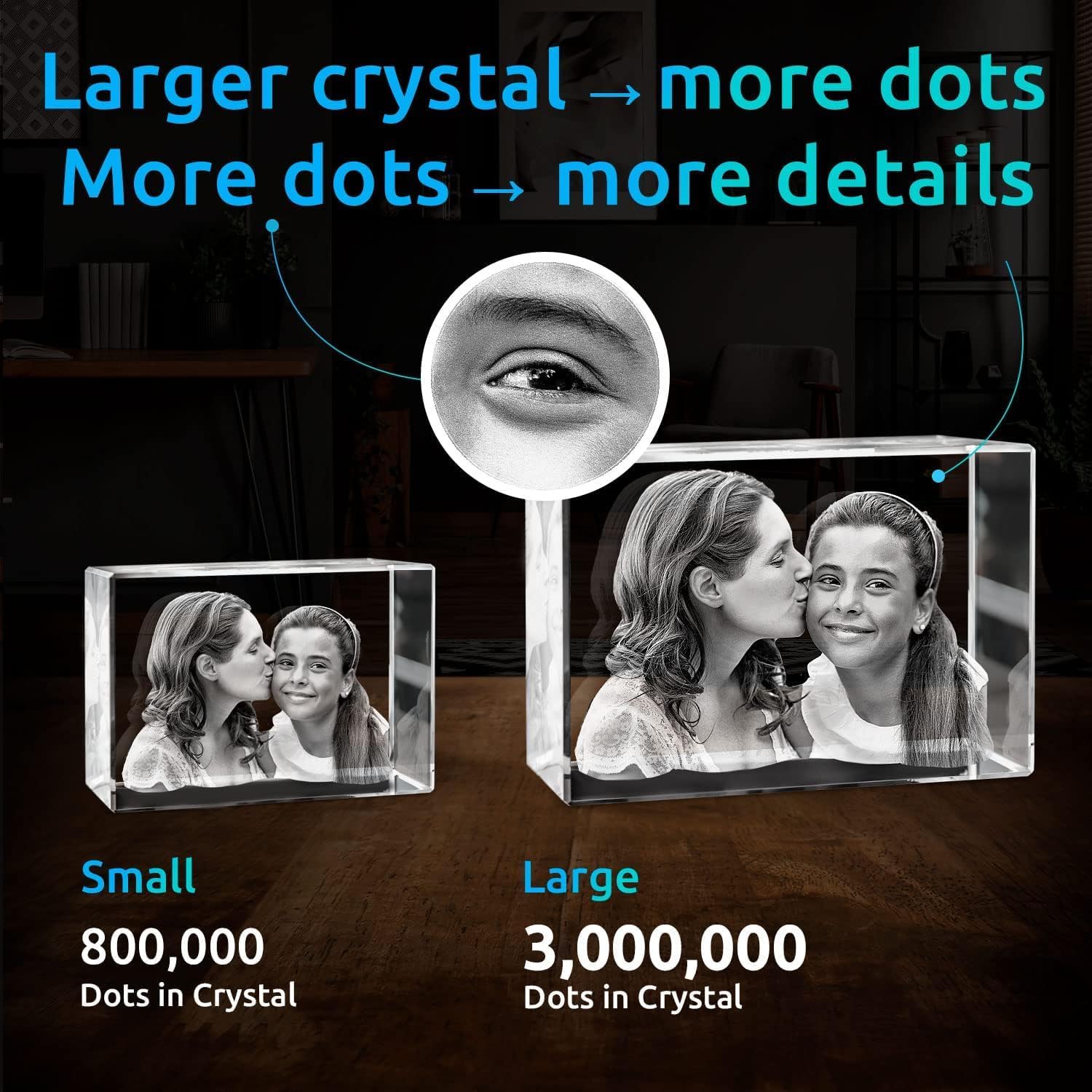 ArtPix 3D Crystal Photo, Personalized Gifts for Women, Wife, Her, Him, Men, Husband, Grandma, Great Customized Gift With Your Own Photo, Custom Glass 3D Laser Etched Picture Wedding - Image 3