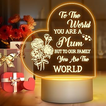 Winzwon Mothers Day Gifts for Mum from Daughter Son, Birthday Gifts for Mum, Night Light Acrylic Lamp Room Decoration, Personalised Presents for Stepmum Nanny Grandma Wife [Energy Class G]