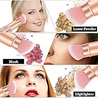 Vista 4 de Falliny Brocha de maquillaje retráctil Kabuki, brocha de maquillaje en ángulo de viaje para rubor, protector solar, bronceador, pulido, corrector