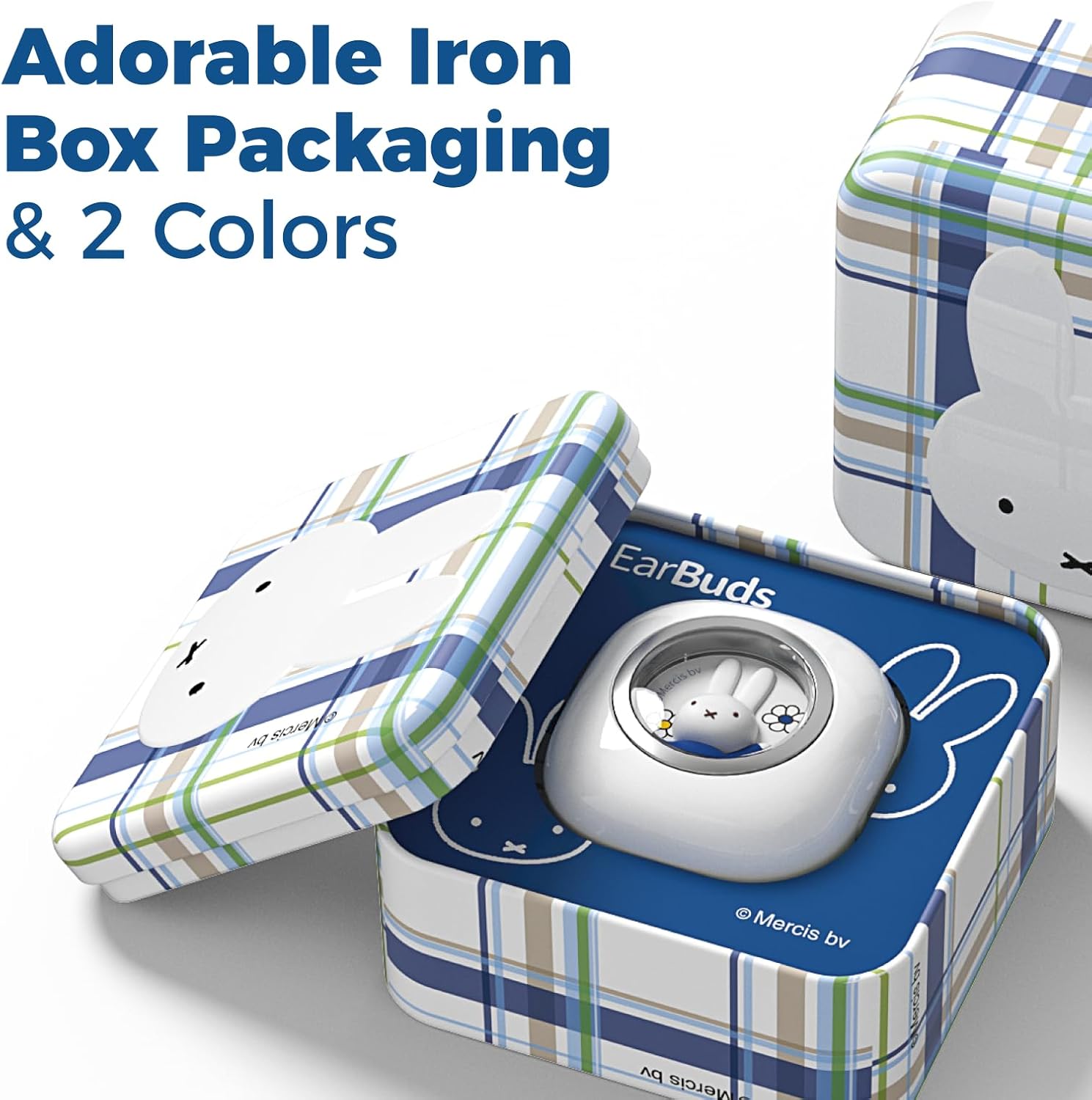 Miffy Bluetooth 5.3 Earbuds-Pro - IPX5 Waterproof, Touch Controls, 30H Playtime.(Blue)