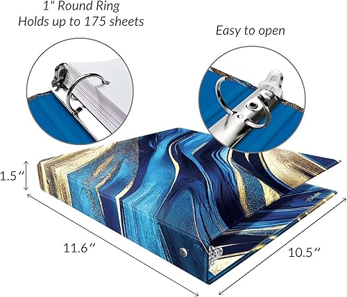Miniatura 3 de Carpeta de 3 anillos, carpeta de tres anillos para papel tamaño carta, carpeta de anillos redondos de 1 pulgada con divisores, organizador
