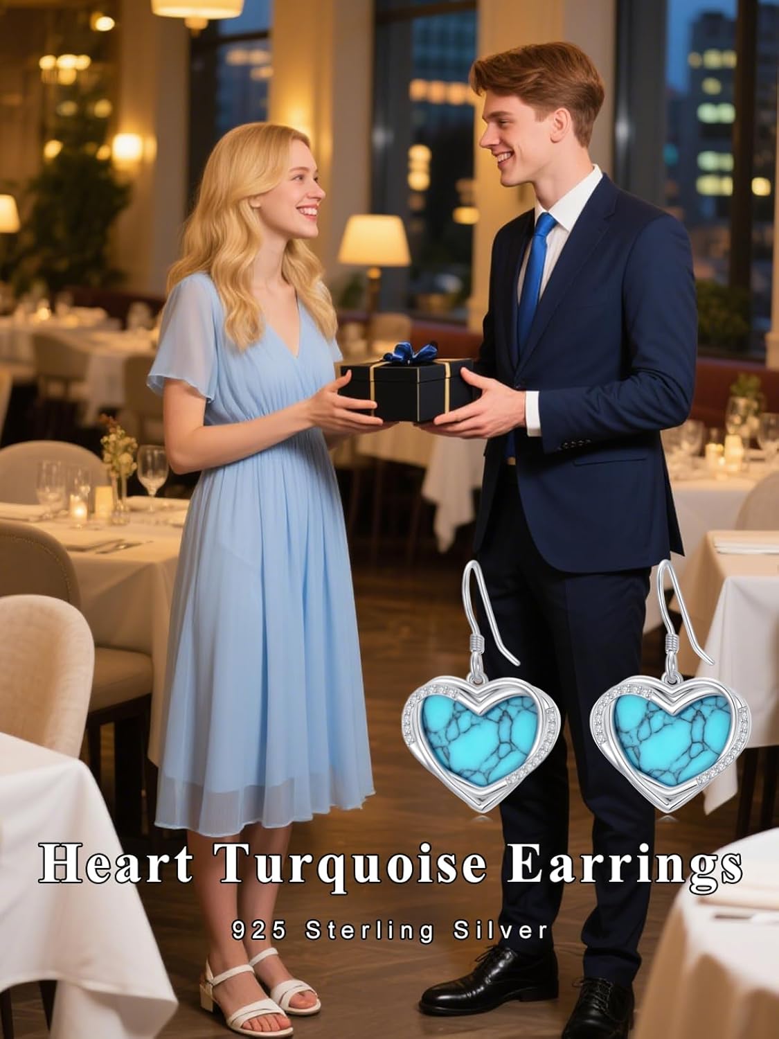 Dorunmo Sterling Silver Tree of Life/Filigree/Lotus/Heart Dangle Earrings Turquoise Abalone Shell Leverback Earrings Jewelry Gifts for Women Mom - Image 6