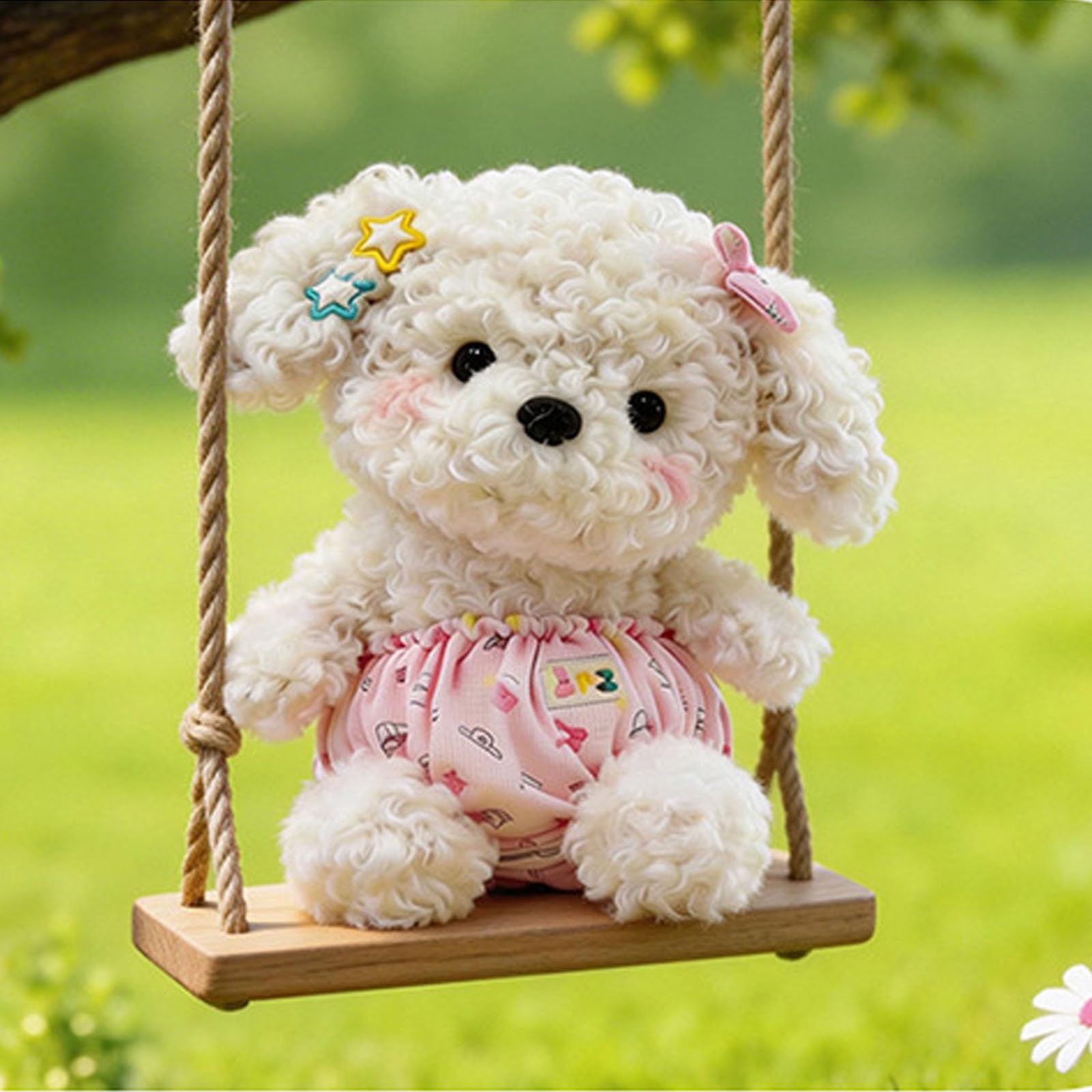 Teddy-Hund-Plüschtier, Süßes Plüschhündchen mit Haarspange Sitzender Plüschhund, Weiches Hundespielzeug, Geschenk für Kinder, Mädchen und Jungen (Braun,70CM)