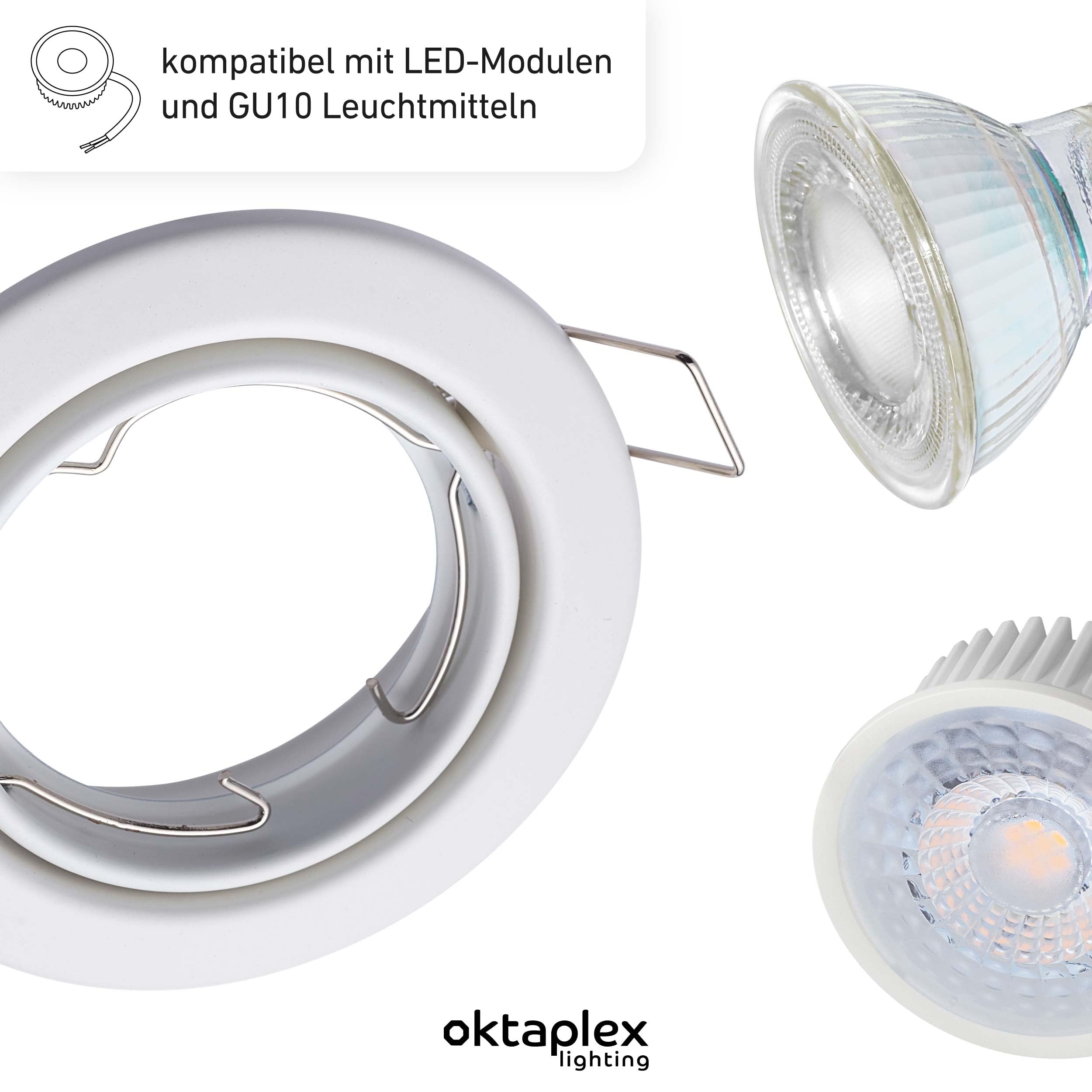 Oktaplex 12er Set Einbaustrahler Dijon für GU10 & LED-Module schwenkbar