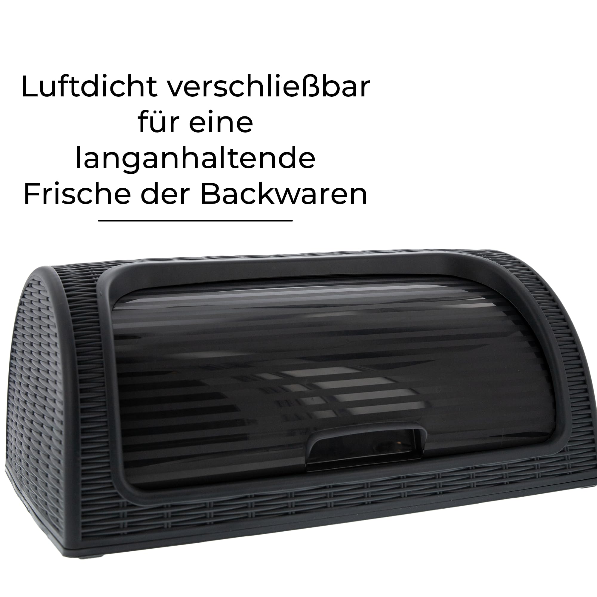 Brotkasten aus Kunststoff, Aufbewahrung für Backwaren, 41 x 26 x 18 cm, stilvolle Brotbox, Brot frisch aufbewahren, grau anthrazit