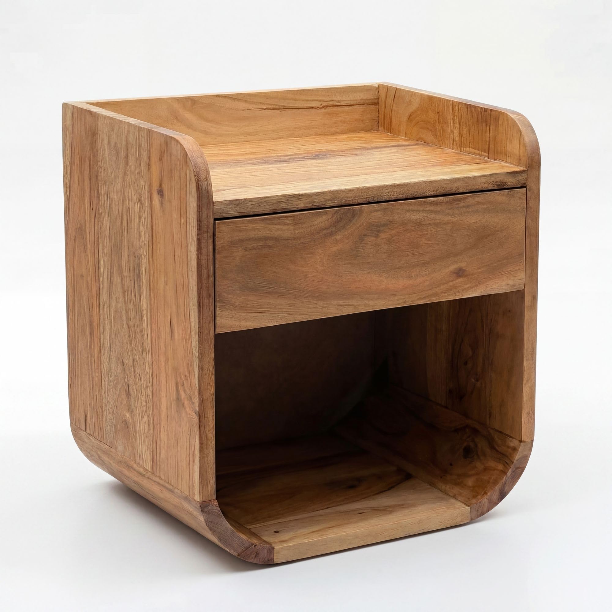 Bois d'acacia massif pour cette table de chevet murale suspendue FineBuy