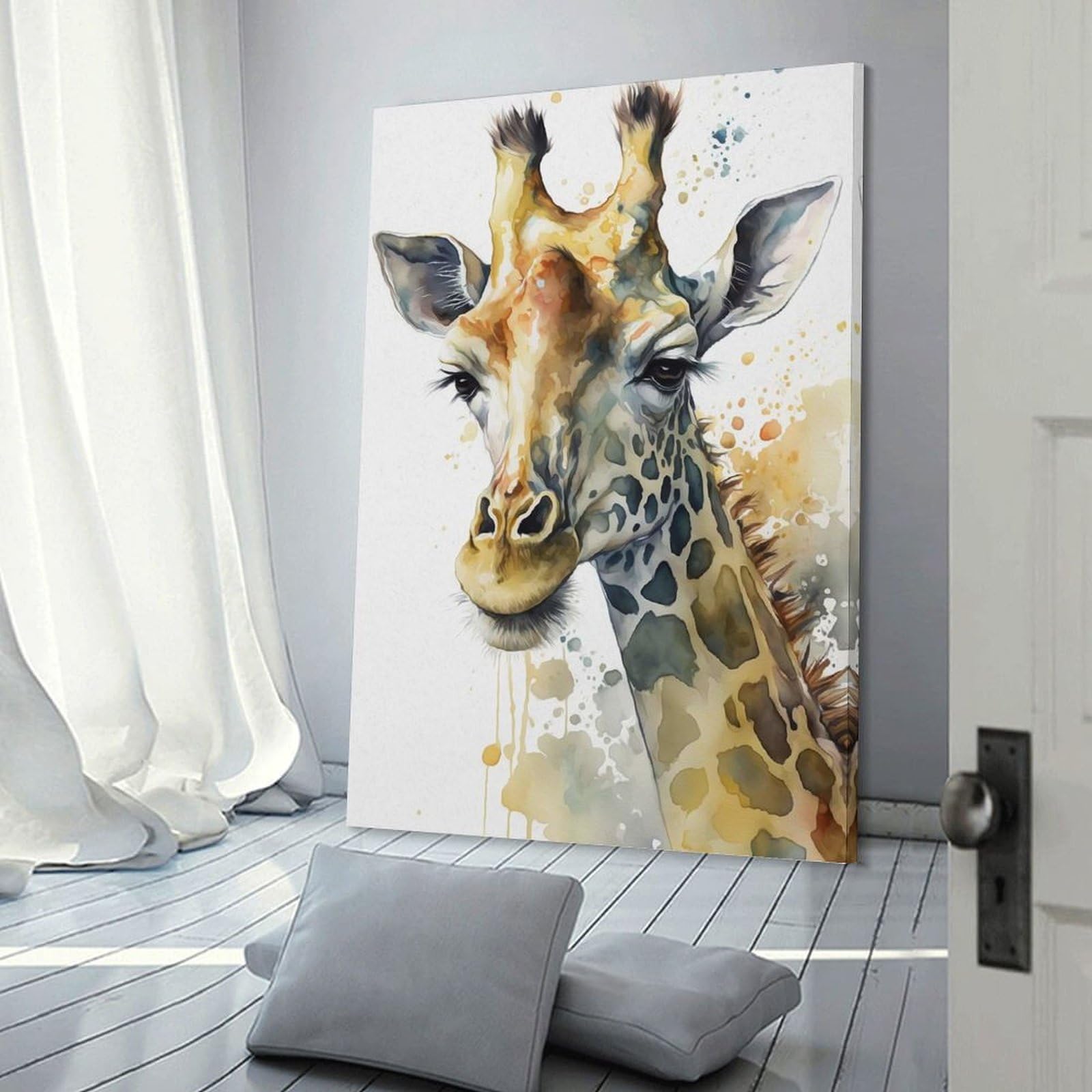Junmoney Giraffe(6) Decorative Canvas Print 20x30inch(50x75cm), for Hallway, Bedroom Or Modern Interiors, Home Decor Gift with Stylish Appeal
