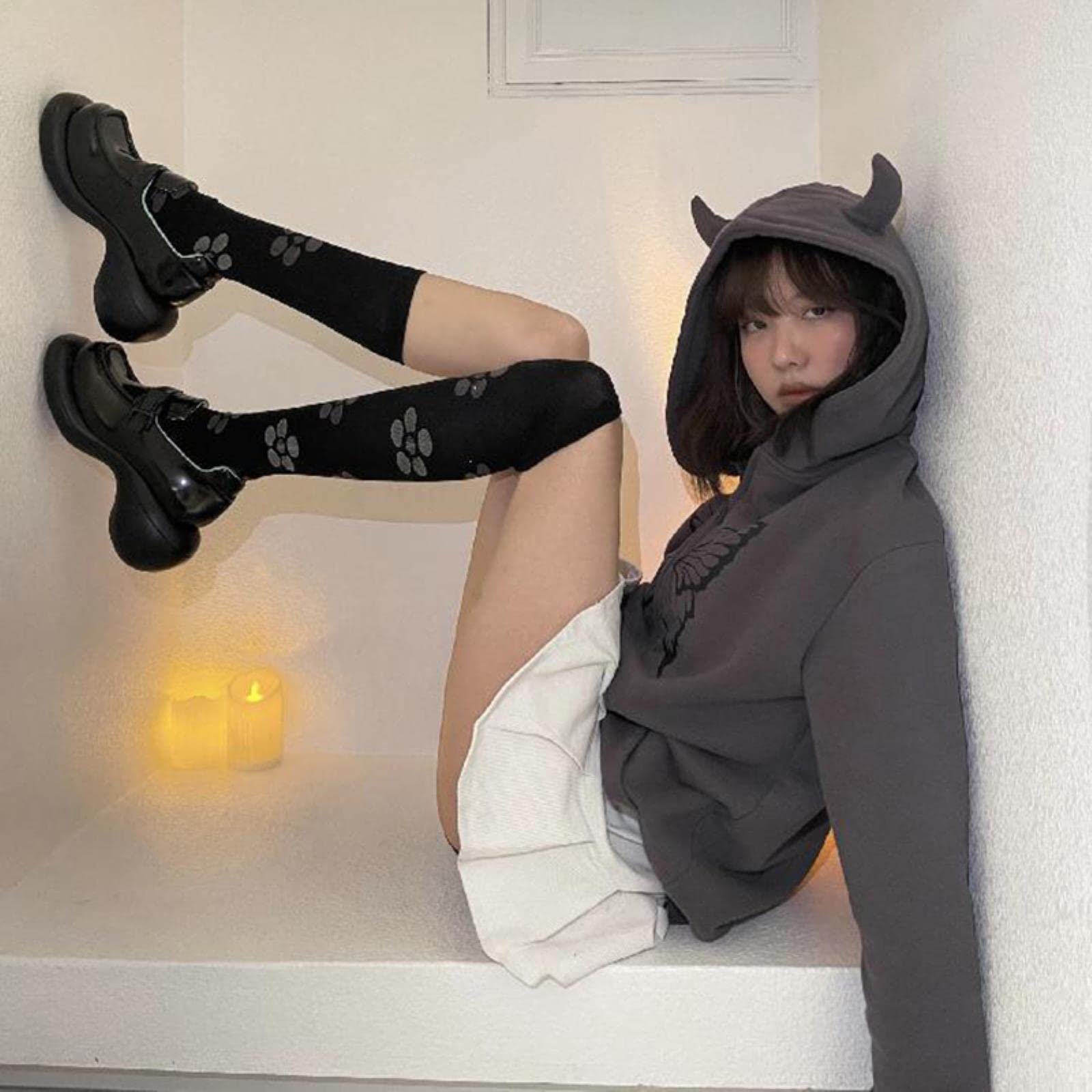 Abbigliamento Donna, Felpa con Cappuccio con Cerniera e Stampa a Farfalla da Donna Hip-Hop, Maglione Oversize da Donna, Grigio, S