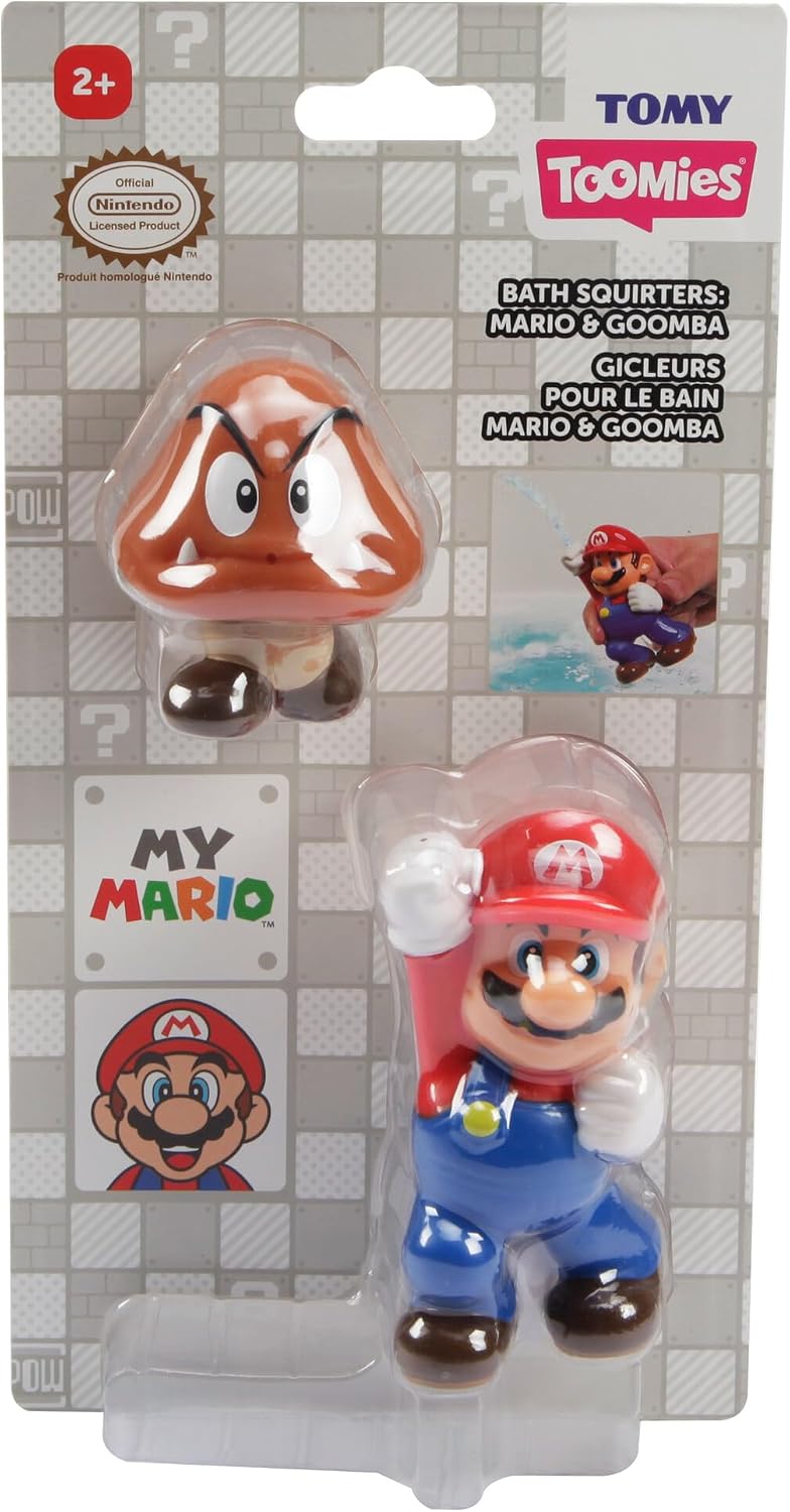 My Mario Water Squirters by TOMY Toomies - Goomba and Mario - Officially Licensed Toddler Toys for Bathtime, Pool, or the Beach - Summer Water Toys - Ages 2 Years and Up