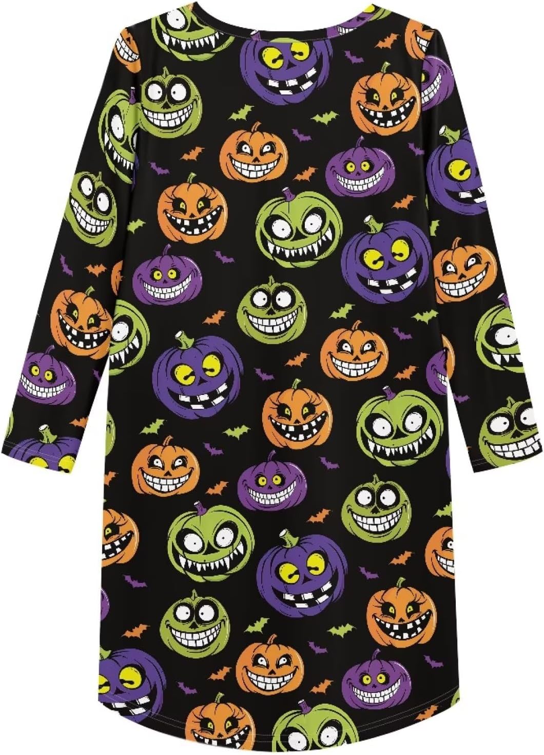 Gomyblomy Women's Halloween Nightgown with Pockets Long Sleeve Sleep Dress S-5XL Plus Size Nightshirts Comfy Loungewear