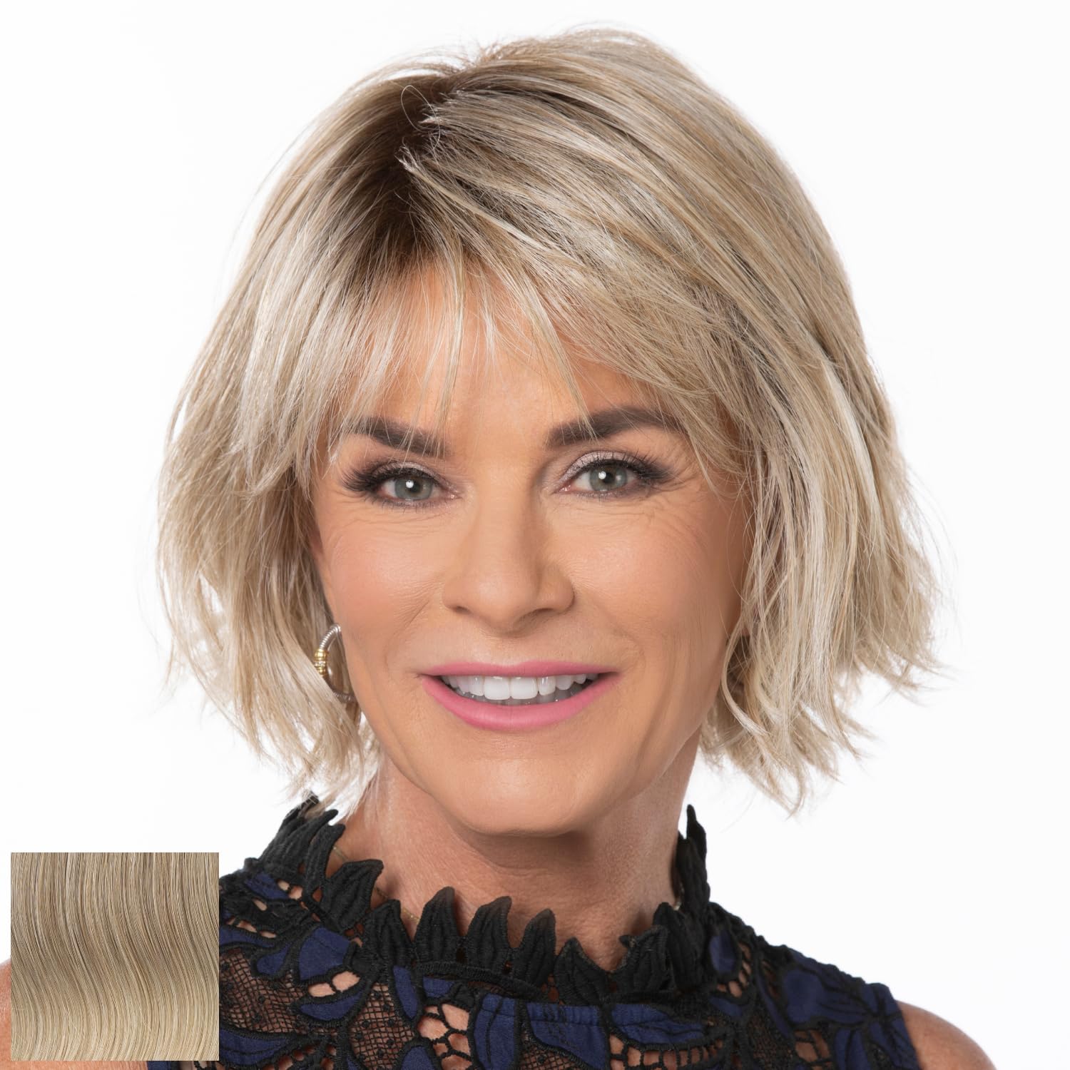 Toni Brattin Trendy Wig - Chin-Length with Modern Waves & a Soft Razor-Cut Bang - Heat-Friendly Synthetic Fiber Looks & Feels like Natural Hair - Adjustable & C