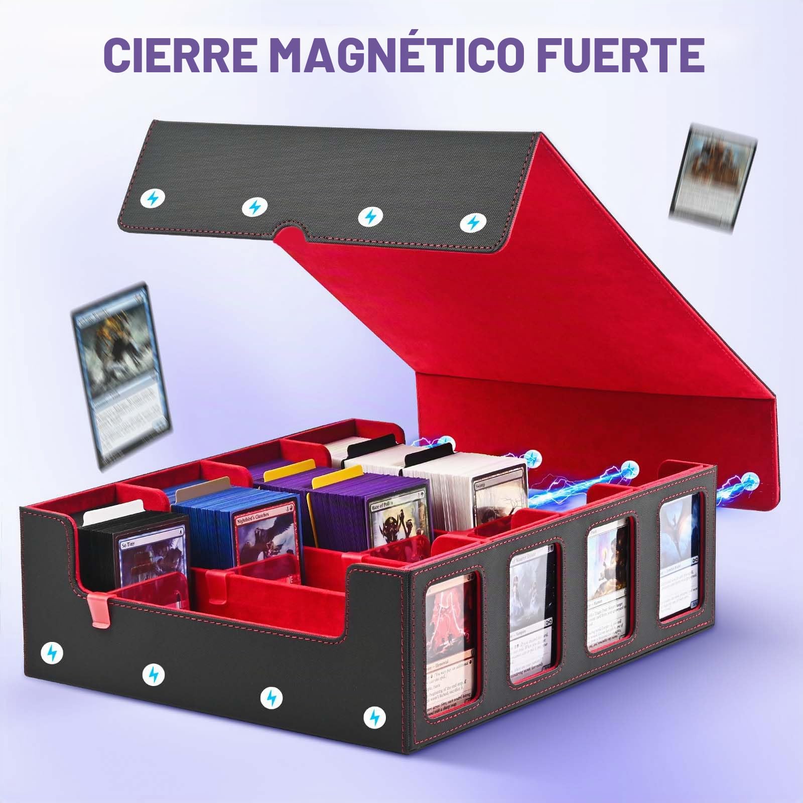 Caja de almacenamiento de cartas coleccionables UAONO para exhibición Commander, caja de cubierta MTG de 2400+ con 4 cargador superior, estuche para cartas TCG que se adapta a cartas Magic PTCG