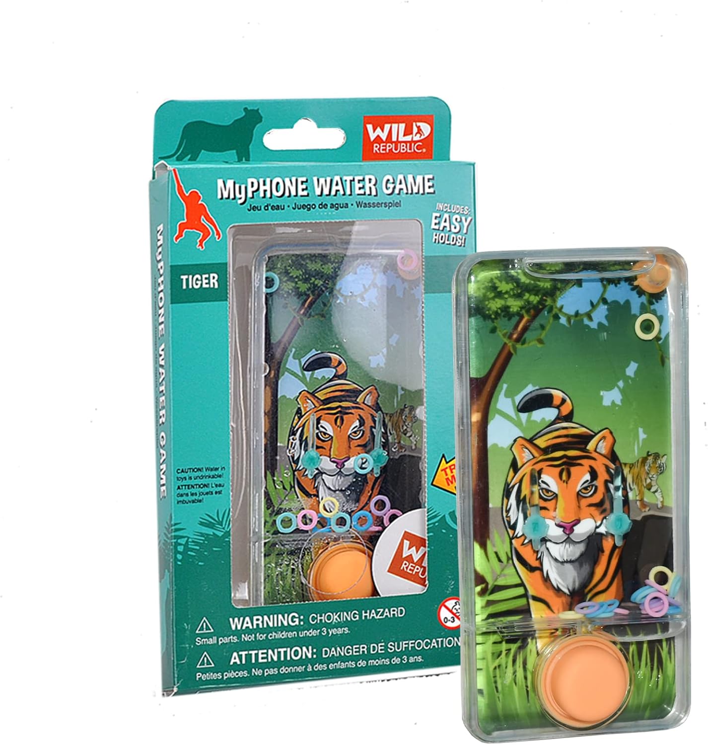 Wild Republic My Phone Water Game Tiger Design, Gift for Kids, Great for Hours of Independent Play, Multicolor, 15"