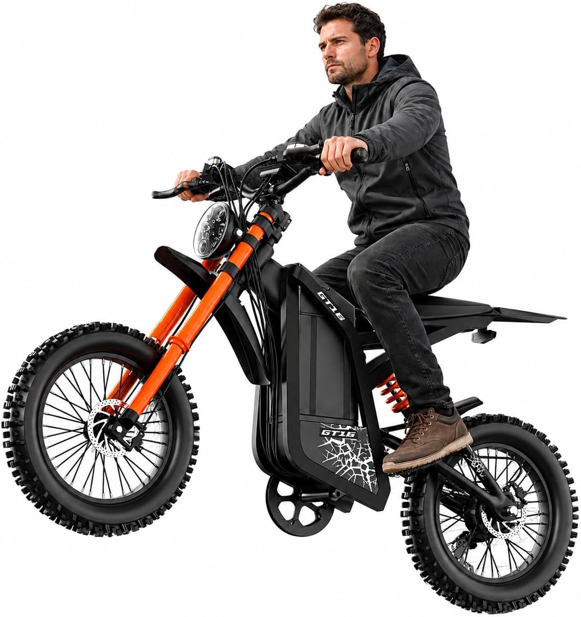 Electric Bike for Adults, 2500W Peak Electric Dirt Bike 35MPH, 48V 25Ah 80 Miles Off-Road Ebike, NFC & Password Unlock, Full Suspension 16" Fat Tire E-Bike for Mountain, Trail, Snow, Sand