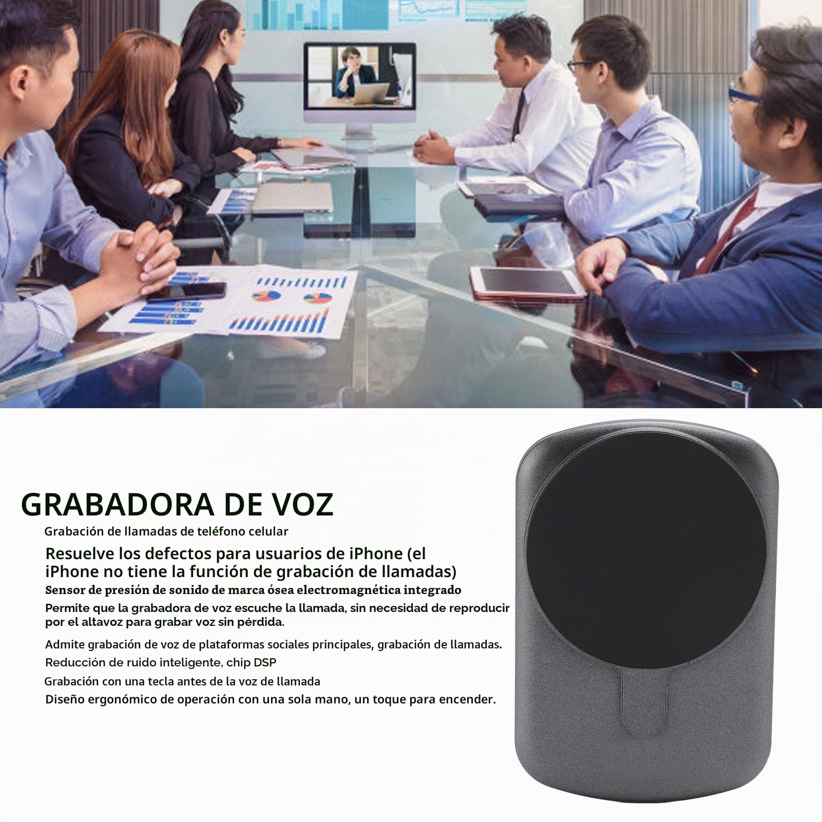 Grabadora de Voz Digital Inteligente AI, Reducción de Ruido HD, Control de Voz, Grabación de Llamadas con Batería de Larga Duración para (64G)