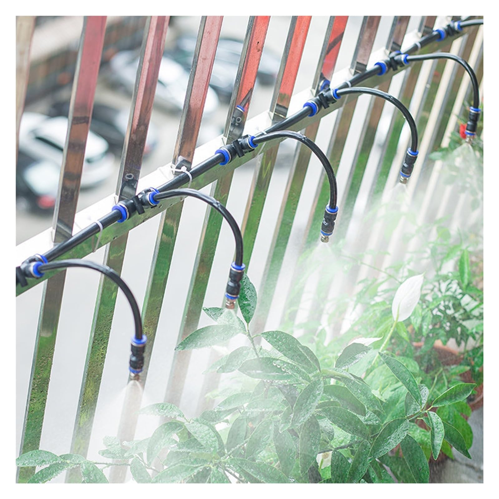 ERRULAN Kit irrigazione a Goccia per Giardino su Recinzione | Ugelli di nebulizzazione pieghevoli a 360° Design regolabile, irrigatore multiuso(30cm Nozzle,65.6ft(20m))