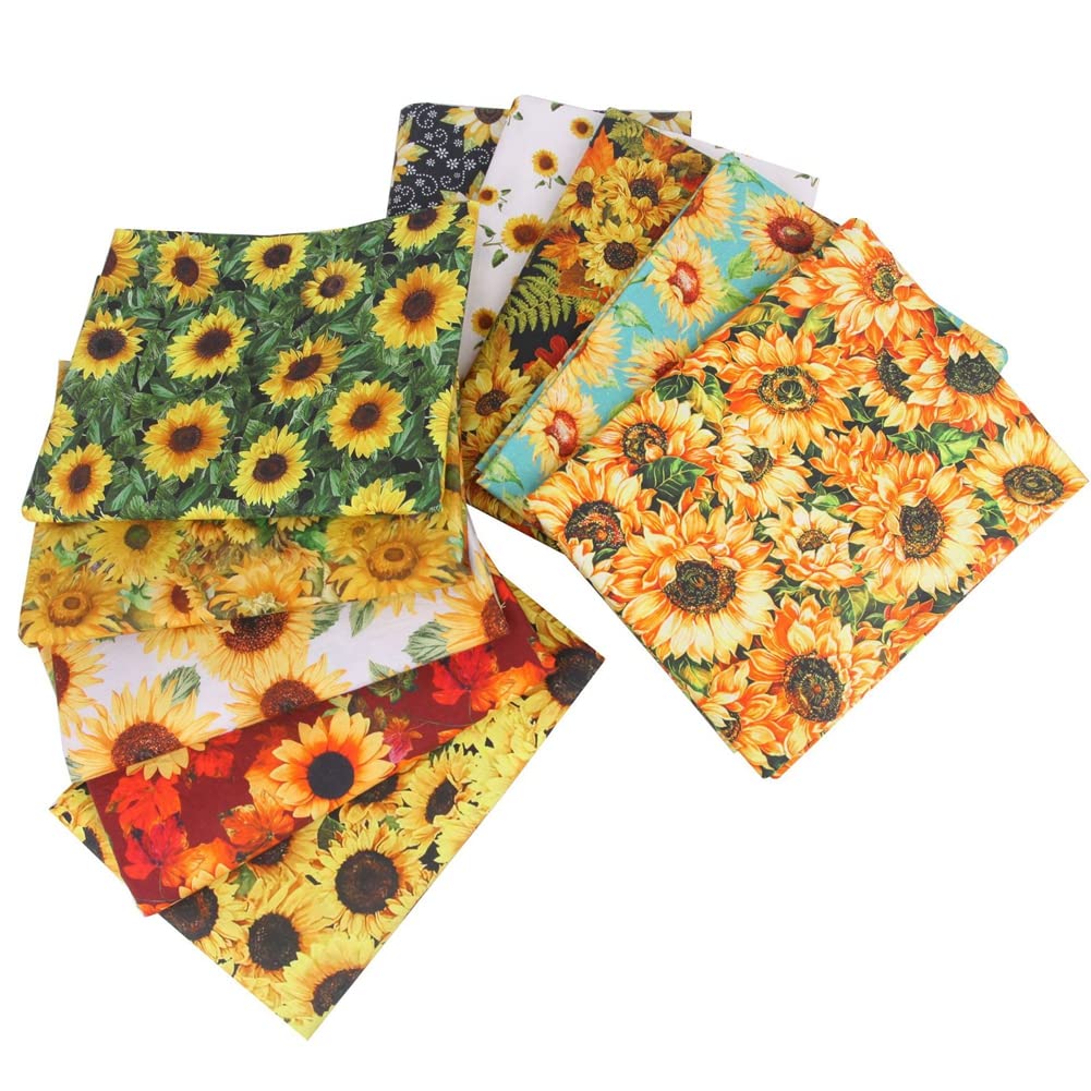 Tissu de tournesol en coton DIY fait à la main groupe de petites fleurs tissu petit tissu tête coton tissu pour Thanksgiving, matelassage, scrapbooking, patchwork