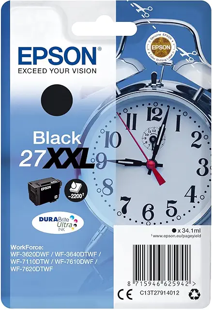 Cartouche d'encre Epson 27XXL Noir - Très haute capacité pour imprimantes WF
