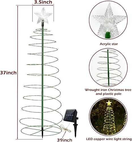Miniatura 3 de GOULIKFUL Luces solares mejoradas para el camino del árbol de Navidad, decoraciones de Navidad al aire libre, impermeables, 8 modos, luces solares