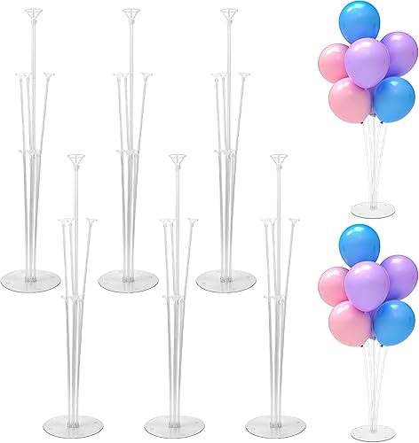 Miniatura 9 de JOYYPOP Juego de 10 soportes para globos, palos de globo con base, suministros para fiestas, cumpleaños, graduación, fiesta, decoración de boda