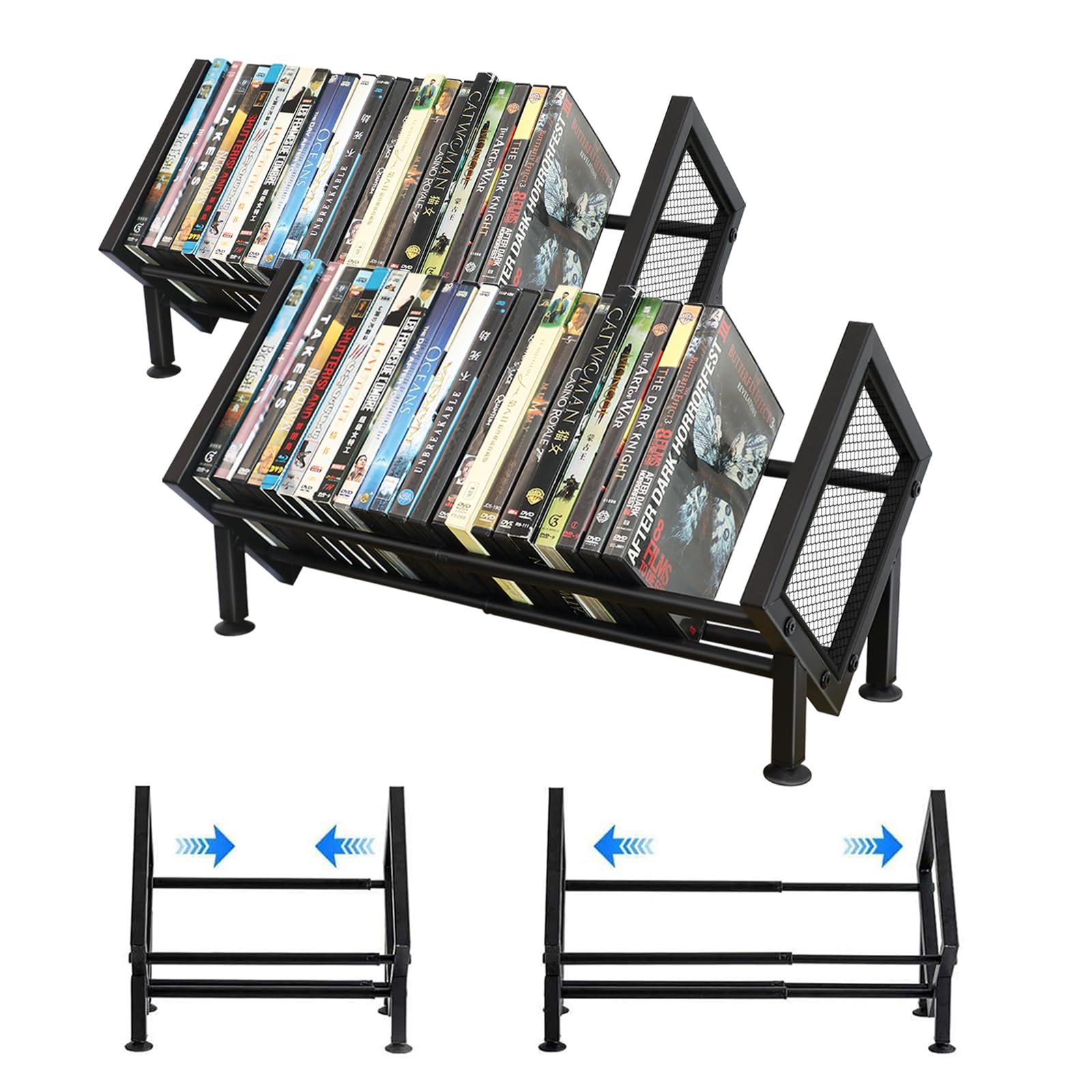 PUTNATRURE DVD Storage Rack, Expandable Game &amp; Blu ray Case Display, 2 Pack