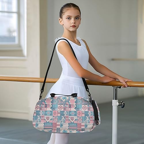 Miniatura 6 de Boho Peach Blue Vintage Flowers Duffel Bolsas de gimnasio con compartimento para zapatos, bolsa deportiva de gran capacidad, bolsa de viaje para