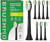 Vista 1 de Brushmo Cabezales de repuesto para cepillos de dientes blanqueadores compatibles con Philips Sonicare DiamondClean HX6062/65, negro, paquete de 8
