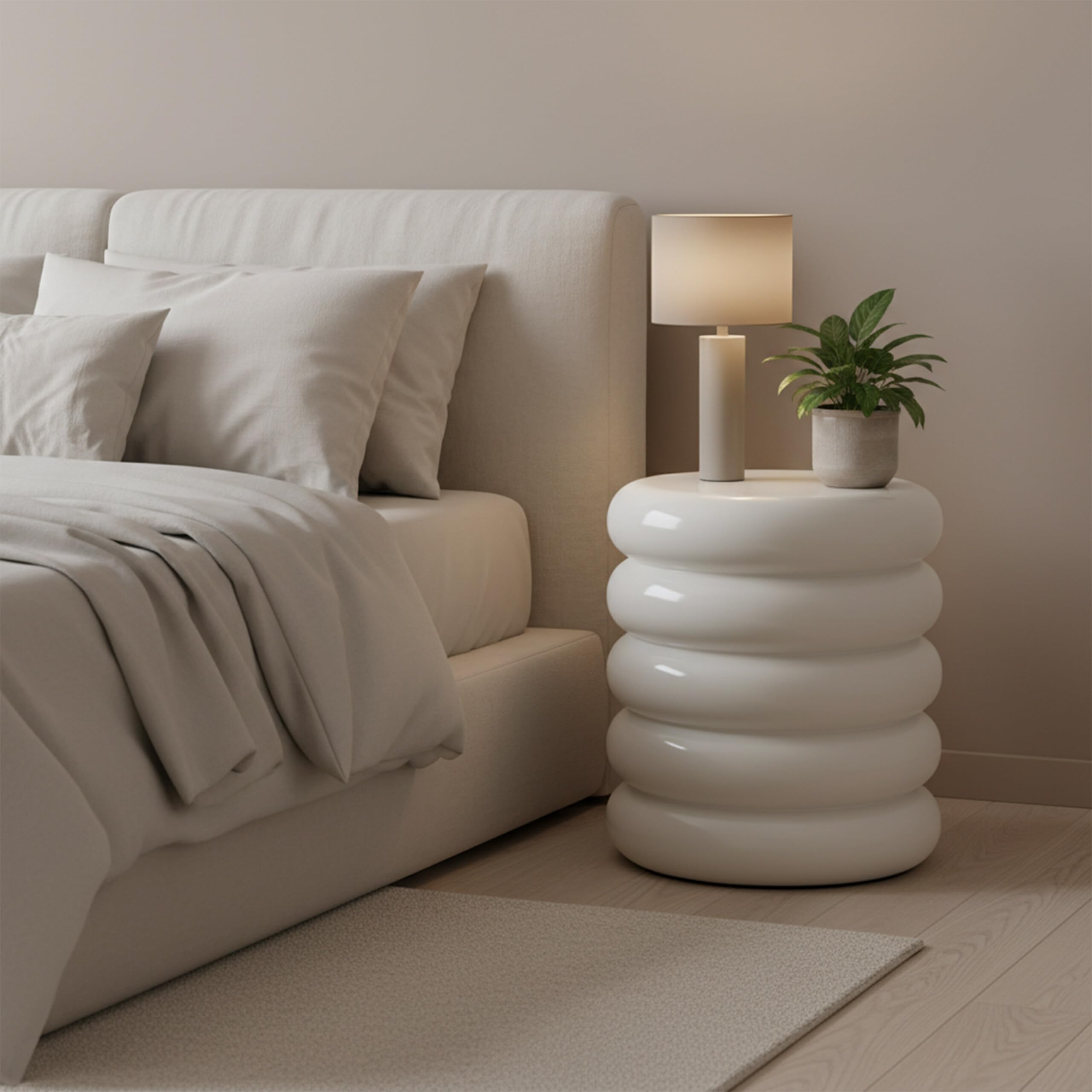 Relaxdays Beistelltisch, Bubble Design, Wohnzimmer Dekoobjekt, weiß