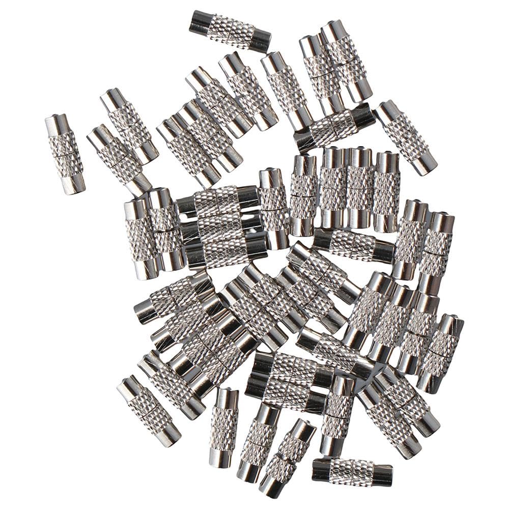 YYlingx 50Pcs Brass Screw Clasps Barrel Clasps, Silver 12x4mm Brass Screw Twist Clasps Cord End Caps Jewelry End Tips Screw Connector Fastener for DIY Jewelry Craft Making, Bracelet Necklace