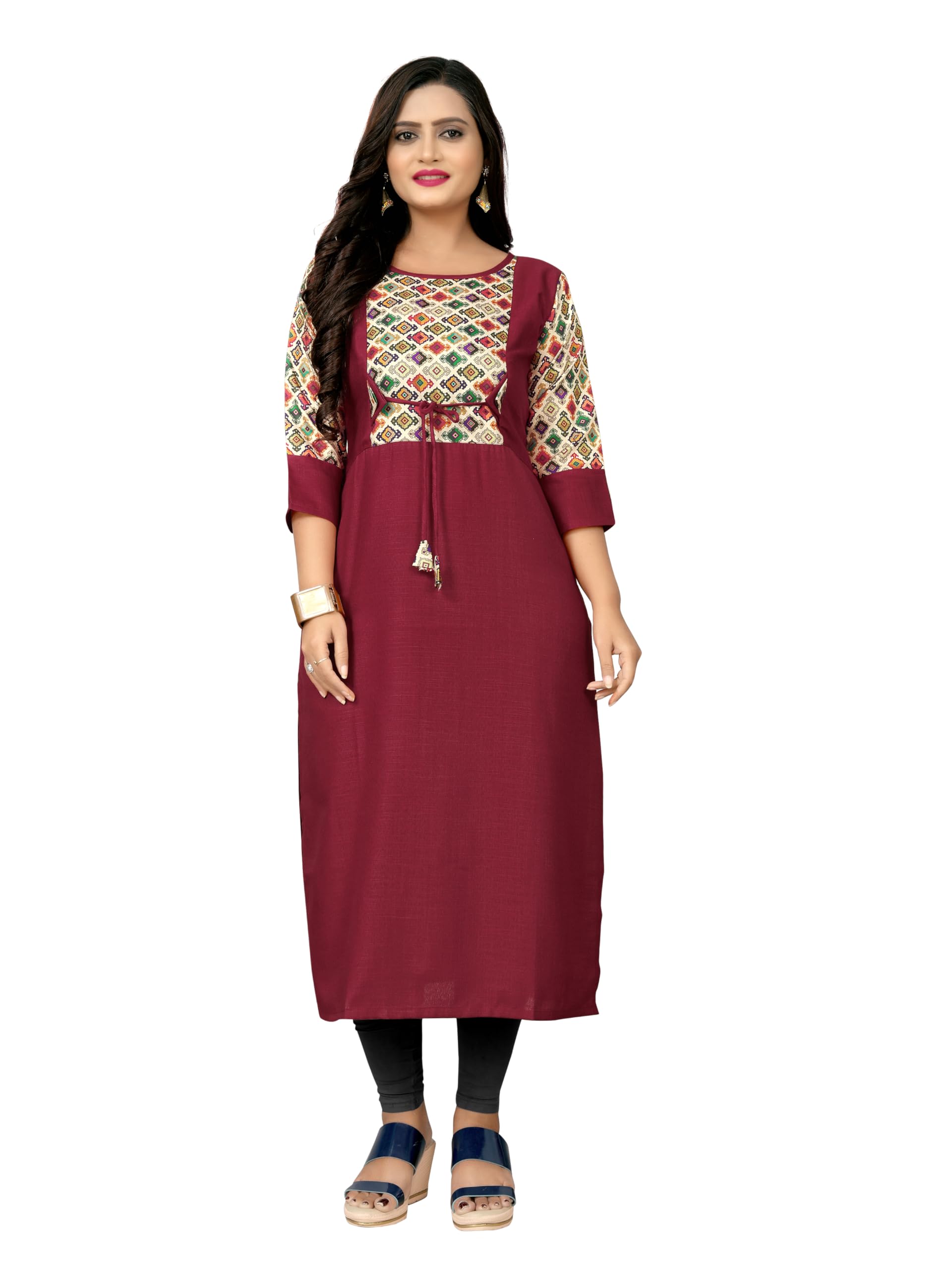 Women Solid Cotton A-line Plus Size Kurta-image-29
