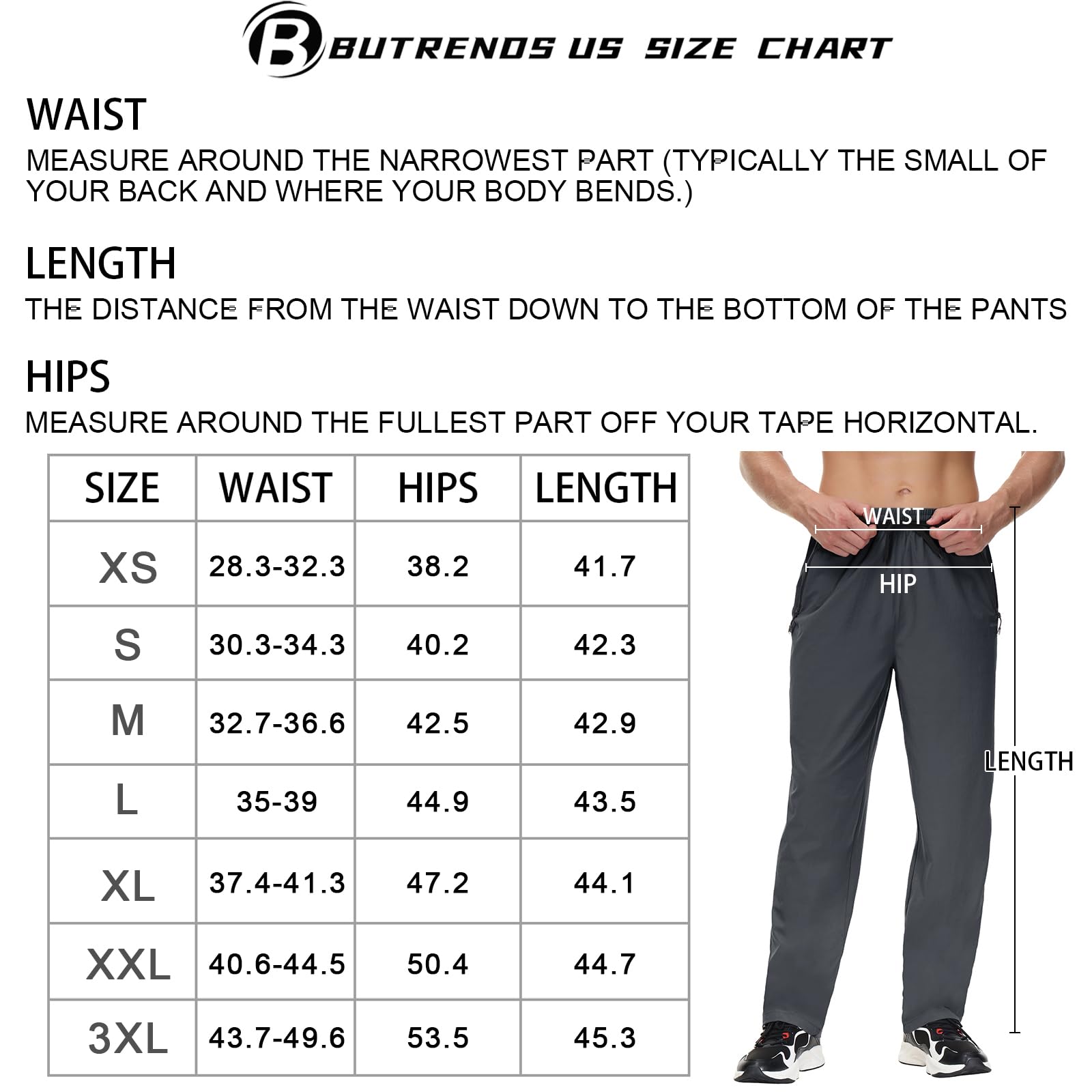Butrends Pantaloni da Esterno Leggeri da Uomo, Pantaloni da Trekking ad Asciugatura Rapida, Pantaloni Sportivi con Tasche con Cerniera