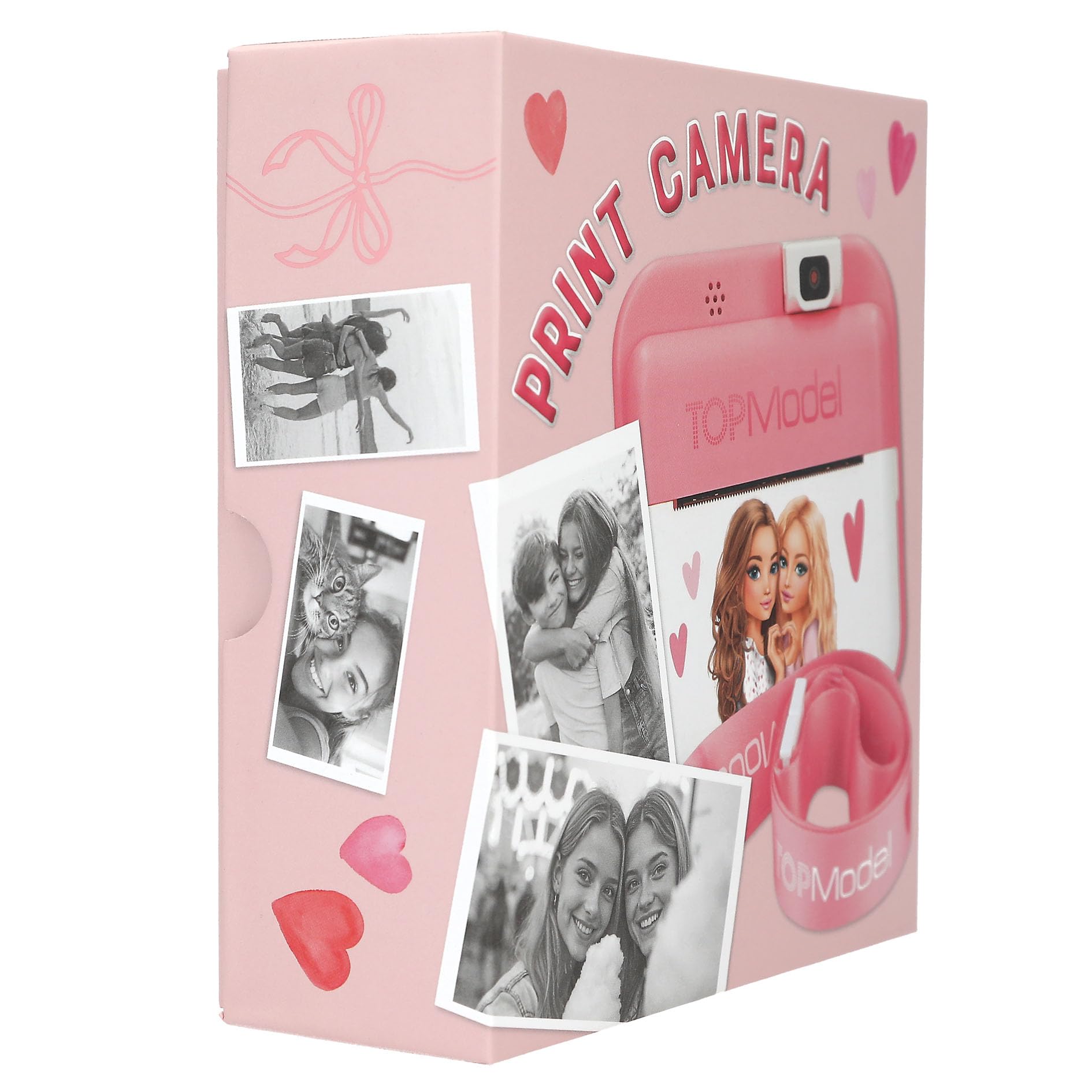 Depesche 13775 TOPModel: cámara para niños con opción de Selfies, en Rosa y Blanco, con Motivos de Modelos, cámara instantánea con función de vídeo y Juegos, Incluye Papel para Impresora