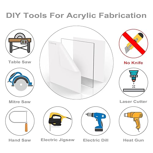 Miniatura 5 de Esheng Hoja de acrílico transparente de plexiglás fundido de 12 x 12 pulgadas panel cuadrado de 18 pulgadas de grosor hoja de plástico grabada con