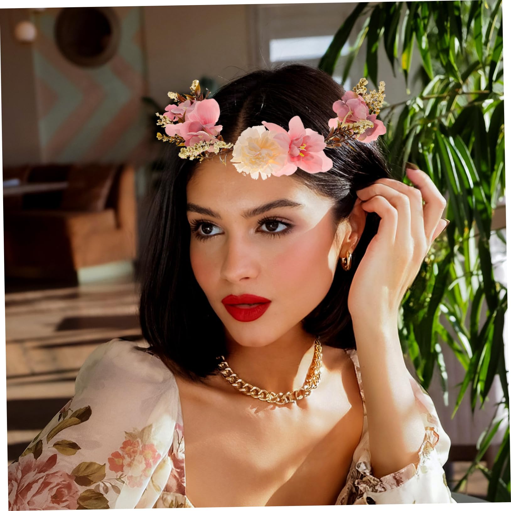 Serrage-tête Fleur pour Femme en Tissu pour Mariage et Plage